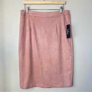 NWT Lulu's Women’s Medium Soft Pink Velvet Pencil Skirt Chic Elegant Stretch